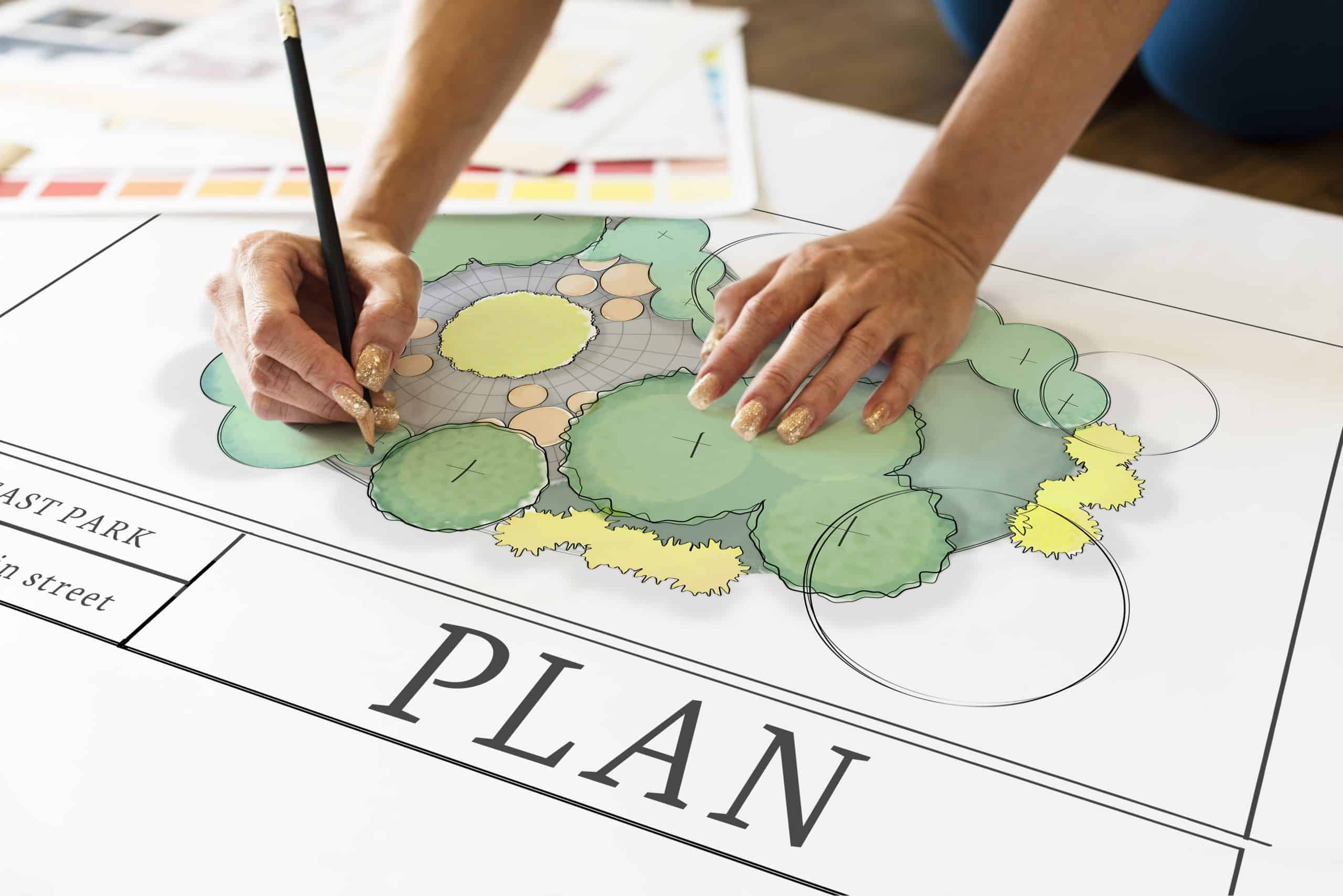 Landscape designer working on a lighting plan